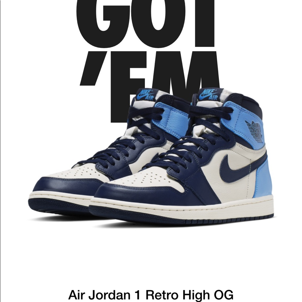 Jordan 1 retro high obsidian UNC